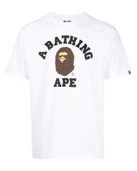 T-shirt à col rond imprimé blanc A Bathing Ape