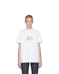 T-shirt à col rond imprimé blanc A.P.C.