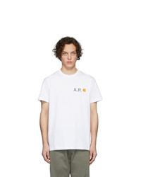 T-shirt à col rond imprimé blanc A.P.C.