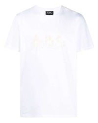 T-shirt à col rond imprimé blanc A.P.C.