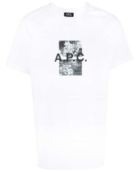 T-shirt à col rond imprimé blanc A.P.C.