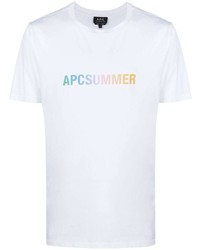 T-shirt à col rond imprimé blanc A.P.C.