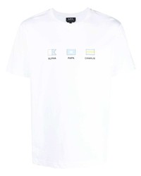 T-shirt à col rond imprimé blanc A.P.C.
