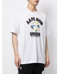 T-shirt à col rond imprimé blanc AAPE BY A BATHING APE