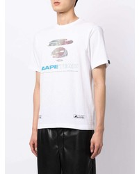 T-shirt à col rond imprimé blanc AAPE BY A BATHING APE