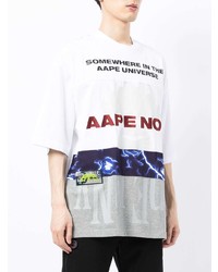 T-shirt à col rond imprimé blanc AAPE BY A BATHING APE