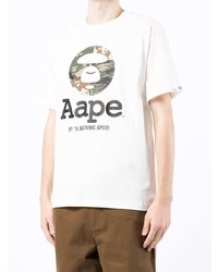 T-shirt à col rond imprimé blanc AAPE BY A BATHING APE