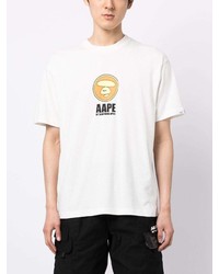 T-shirt à col rond imprimé blanc AAPE BY A BATHING APE