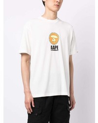 T-shirt à col rond imprimé blanc AAPE BY A BATHING APE