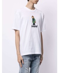 T-shirt à col rond imprimé blanc AAPE BY A BATHING APE