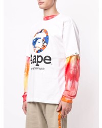 T-shirt à col rond imprimé blanc AAPE BY A BATHING APE