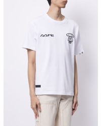 T-shirt à col rond imprimé blanc AAPE BY A BATHING APE