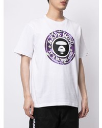 T-shirt à col rond imprimé blanc AAPE BY A BATHING APE