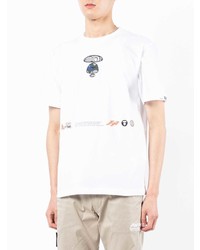 T-shirt à col rond imprimé blanc AAPE BY A BATHING APE