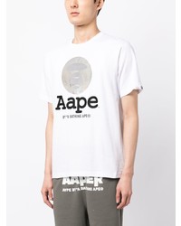 T-shirt à col rond imprimé blanc AAPE BY A BATHING APE