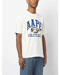 T-shirt à col rond imprimé blanc AAPE BY A BATHING APE