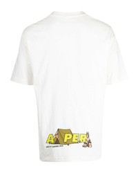 T-shirt à col rond imprimé blanc AAPE BY A BATHING APE