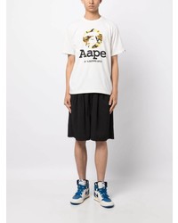 T-shirt à col rond imprimé blanc AAPE BY A BATHING APE