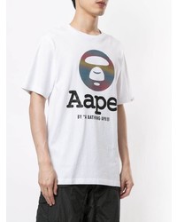 T-shirt à col rond imprimé blanc AAPE BY A BATHING APE