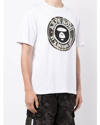 T-shirt à col rond imprimé blanc AAPE BY A BATHING APE