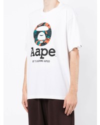 T-shirt à col rond imprimé blanc AAPE BY A BATHING APE