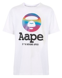 T-shirt à col rond imprimé blanc AAPE BY A BATHING APE