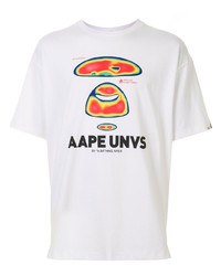 T-shirt à col rond imprimé blanc AAPE BY A BATHING APE