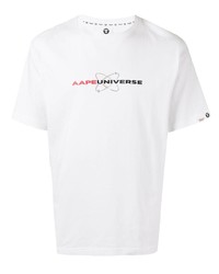 T-shirt à col rond imprimé blanc AAPE BY A BATHING APE