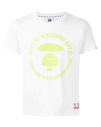 T-shirt à col rond imprimé blanc AAPE BY A BATHING APE