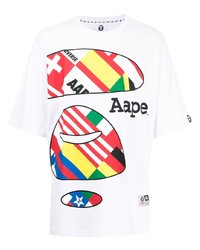 T-shirt à col rond imprimé blanc AAPE BY A BATHING APE