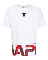 T-shirt à col rond imprimé blanc AAPE BY A BATHING APE