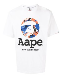 T-shirt à col rond imprimé blanc AAPE BY A BATHING APE