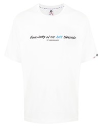 T-shirt à col rond imprimé blanc AAPE BY A BATHING APE