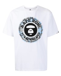 T-shirt à col rond imprimé blanc AAPE BY A BATHING APE