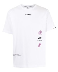 T-shirt à col rond imprimé blanc AAPE BY A BATHING APE