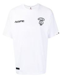 T-shirt à col rond imprimé blanc AAPE BY A BATHING APE