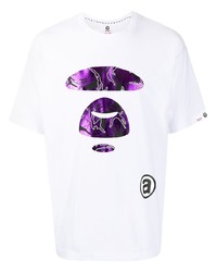 T-shirt à col rond imprimé blanc AAPE BY A BATHING APE