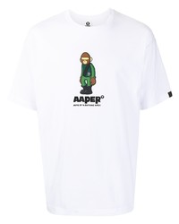 T-shirt à col rond imprimé blanc AAPE BY A BATHING APE