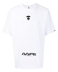 T-shirt à col rond imprimé blanc AAPE BY A BATHING APE