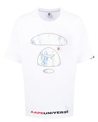 T-shirt à col rond imprimé blanc AAPE BY A BATHING APE