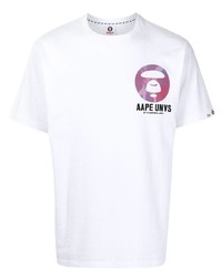 T-shirt à col rond imprimé blanc AAPE BY A BATHING APE