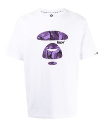 T-shirt à col rond imprimé blanc AAPE BY A BATHING APE