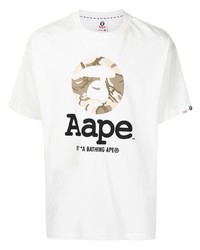 T-shirt à col rond imprimé blanc AAPE BY A BATHING APE