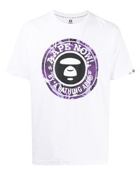 T-shirt à col rond imprimé blanc AAPE BY A BATHING APE