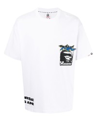 T-shirt à col rond imprimé blanc AAPE BY A BATHING APE