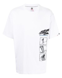 T-shirt à col rond imprimé blanc AAPE BY A BATHING APE