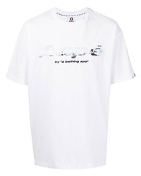 T-shirt à col rond imprimé blanc AAPE BY A BATHING APE