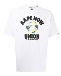 T-shirt à col rond imprimé blanc AAPE BY A BATHING APE