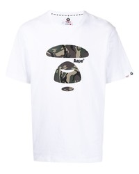 T-shirt à col rond imprimé blanc AAPE BY A BATHING APE