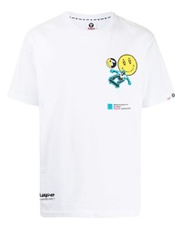 T-shirt à col rond imprimé blanc AAPE BY A BATHING APE